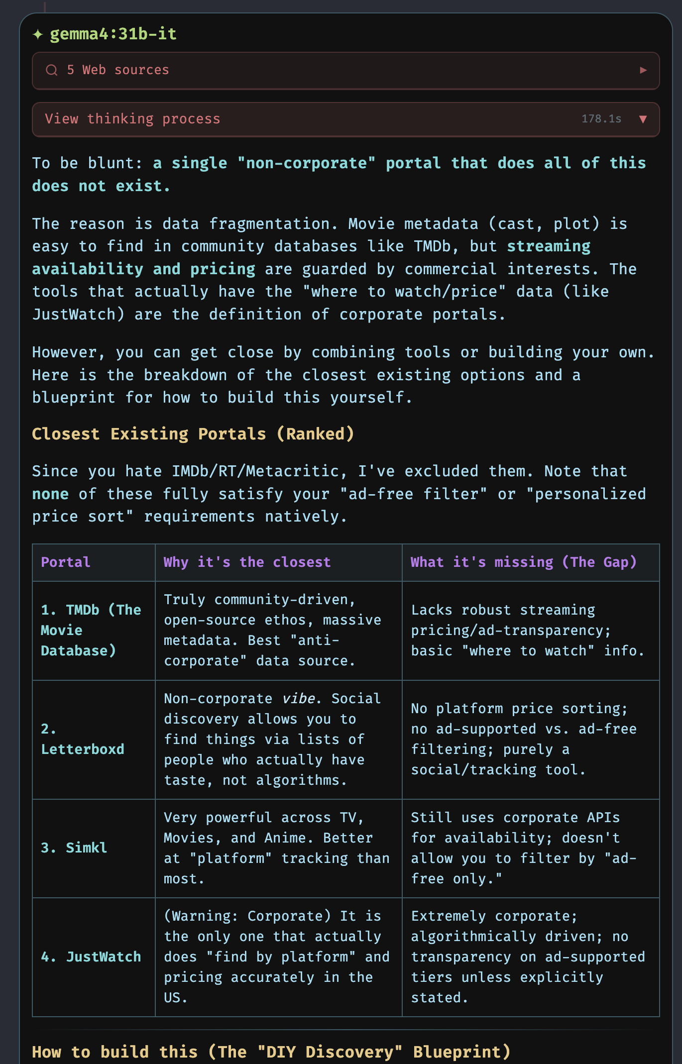 local open model response